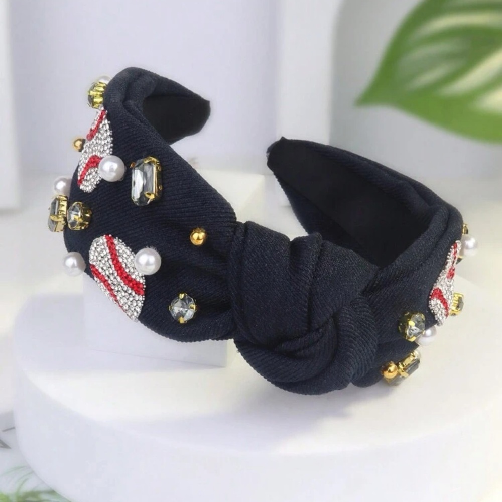 Sparkle & Swing: The Ultimate Baseball Rhinestone  Black Headband! NWOT - Picture 9 of 11